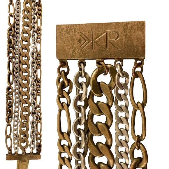 Silpada KR chunky brass silver and gold tone bracelet - Picture 1 of 6